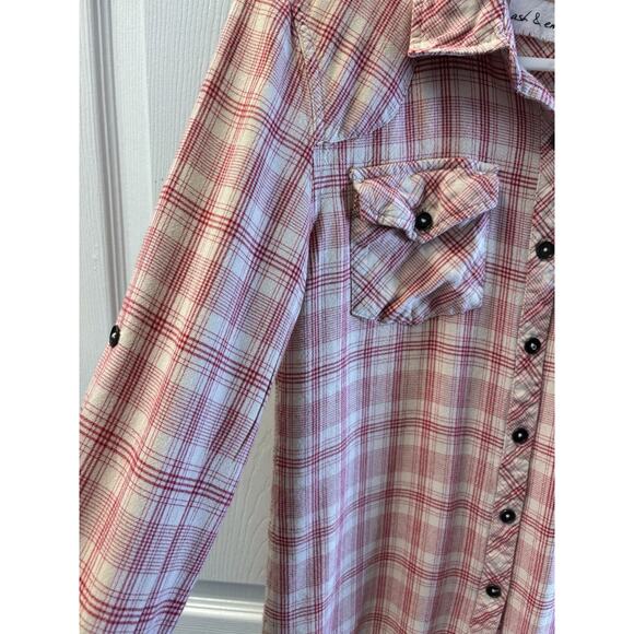 Ash And Embervred And Cream Plaid Button Up Shirt Size Small - Picture 3 of 5